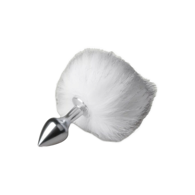 Korek z białym króliczym ogonkiem