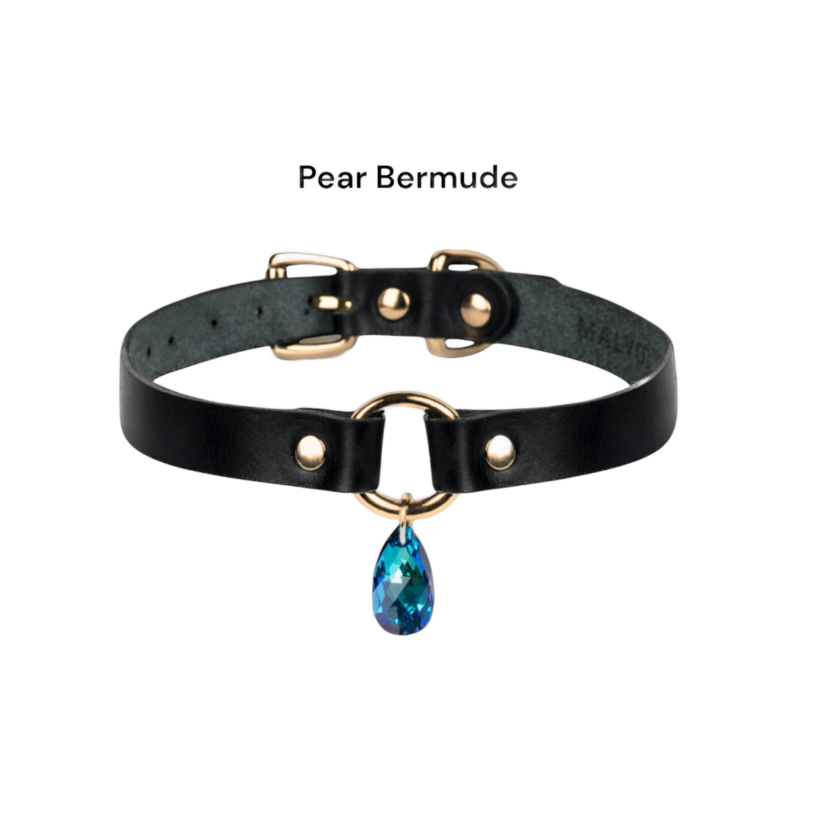 Czarny choker z kryształem i złotym kółkiem