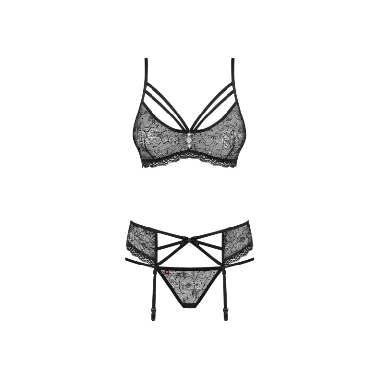 Seksowny koronkowy zestaw 3-częściowej bielizny 818-SEG-1