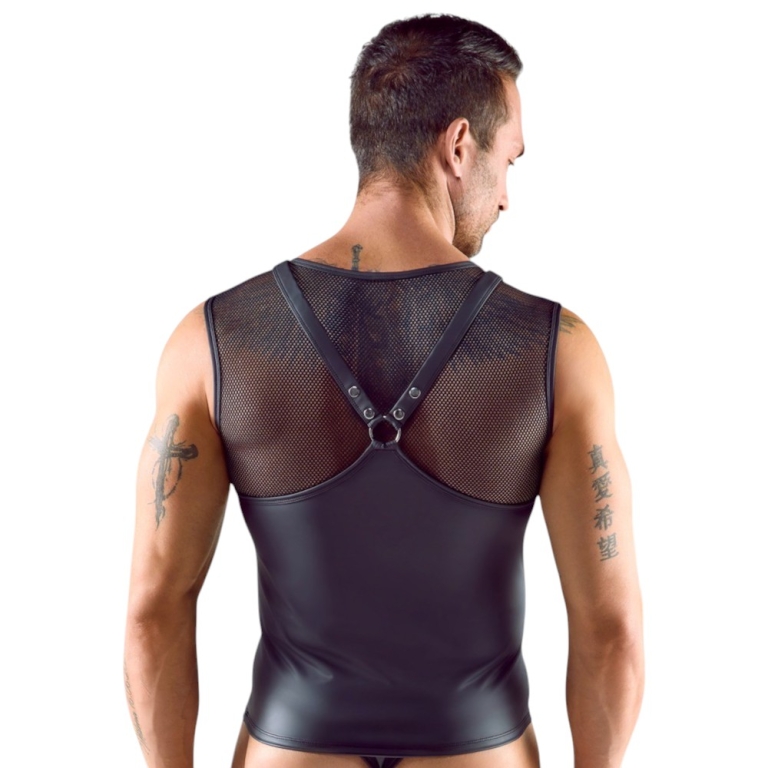 Bezrękawnik męski z siateczką i paskami