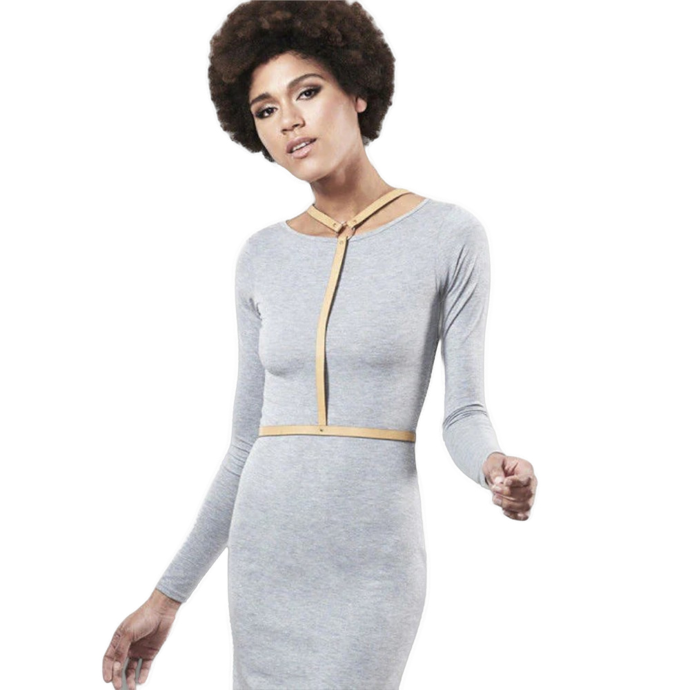 Brązowy harness z regulowanymi paskami